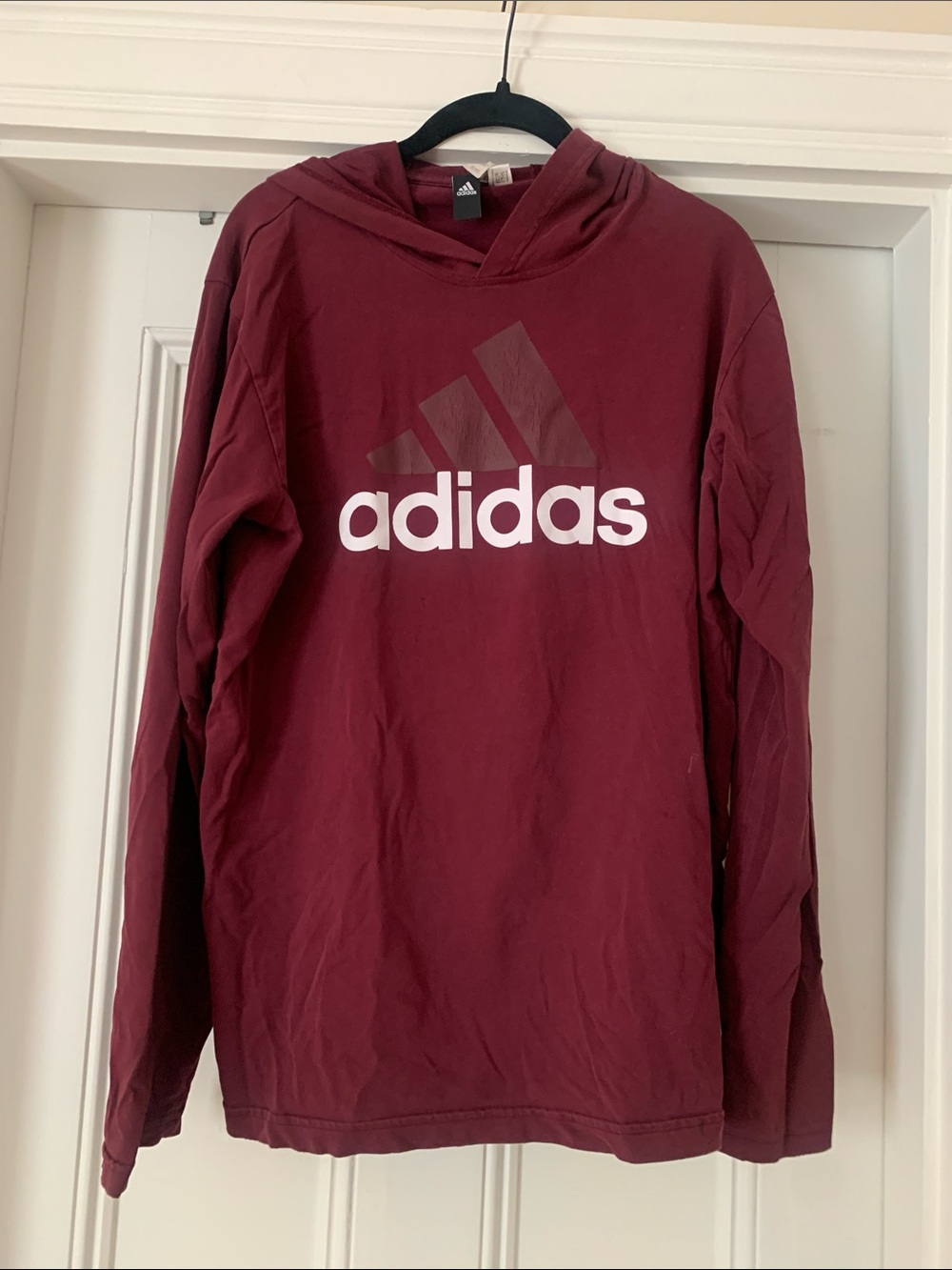 adidas Men's Maroon Crewneck Hoodie with Logo